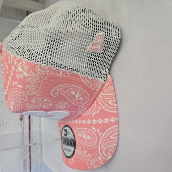 NWT Mens Austin Dillon New Era Pink 9 Forty A-frame Trucker Paisley Hat - Picture 8 of 9